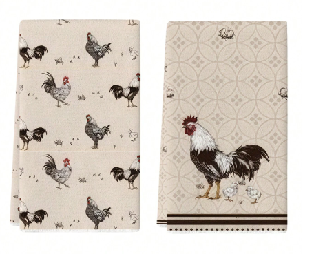 π 2-Piece Chicken Kitchen Towel Set β Vintage Farmhouse Dish Towels for Chicken Lovers