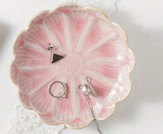 Elegant Ceramic Lotus Leaf or Petal Jewelry Trays