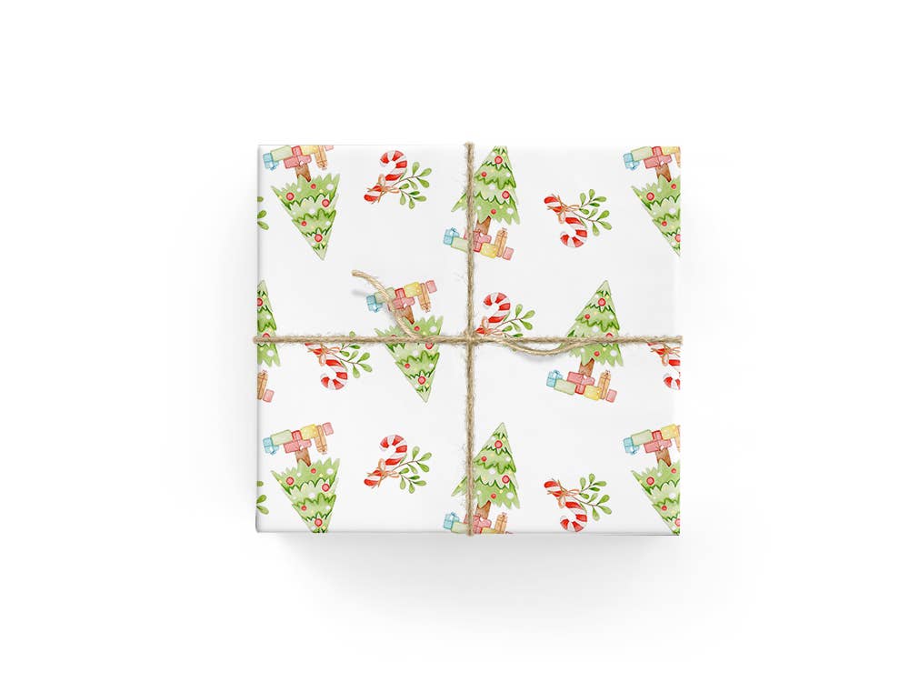 Christmas Trees & Candy Canes - Wrapping Paper Sheets