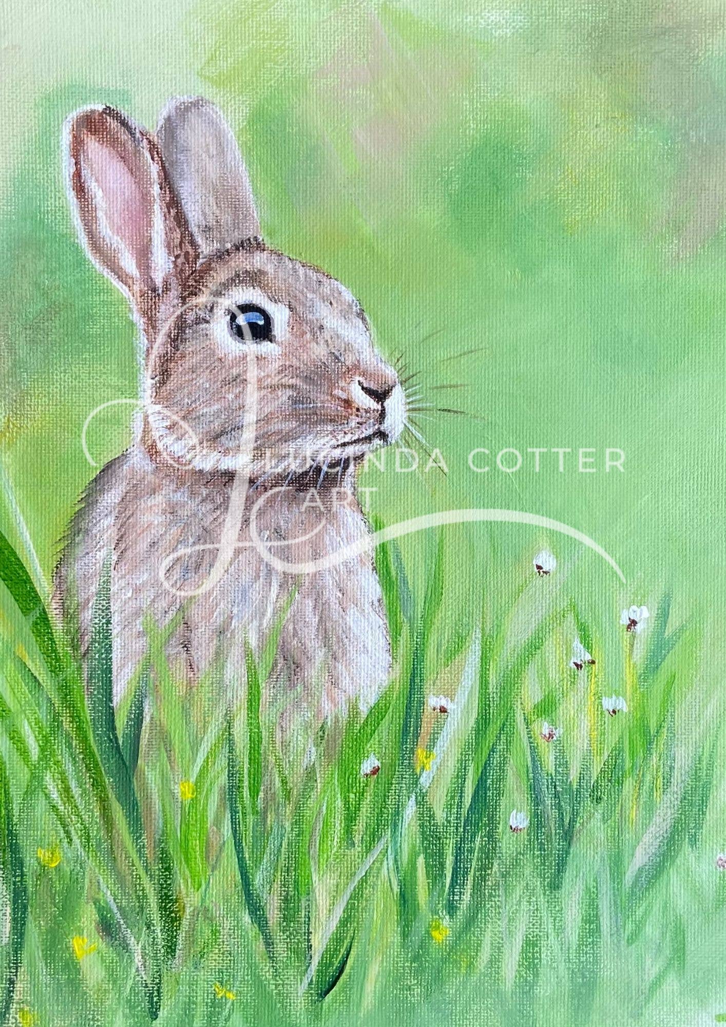 Spring Bunny in Meadow Card