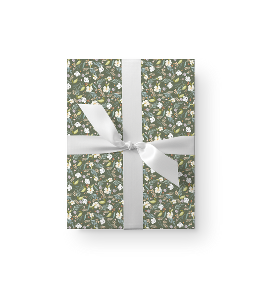 Olive Wildflowers Gift Wrap