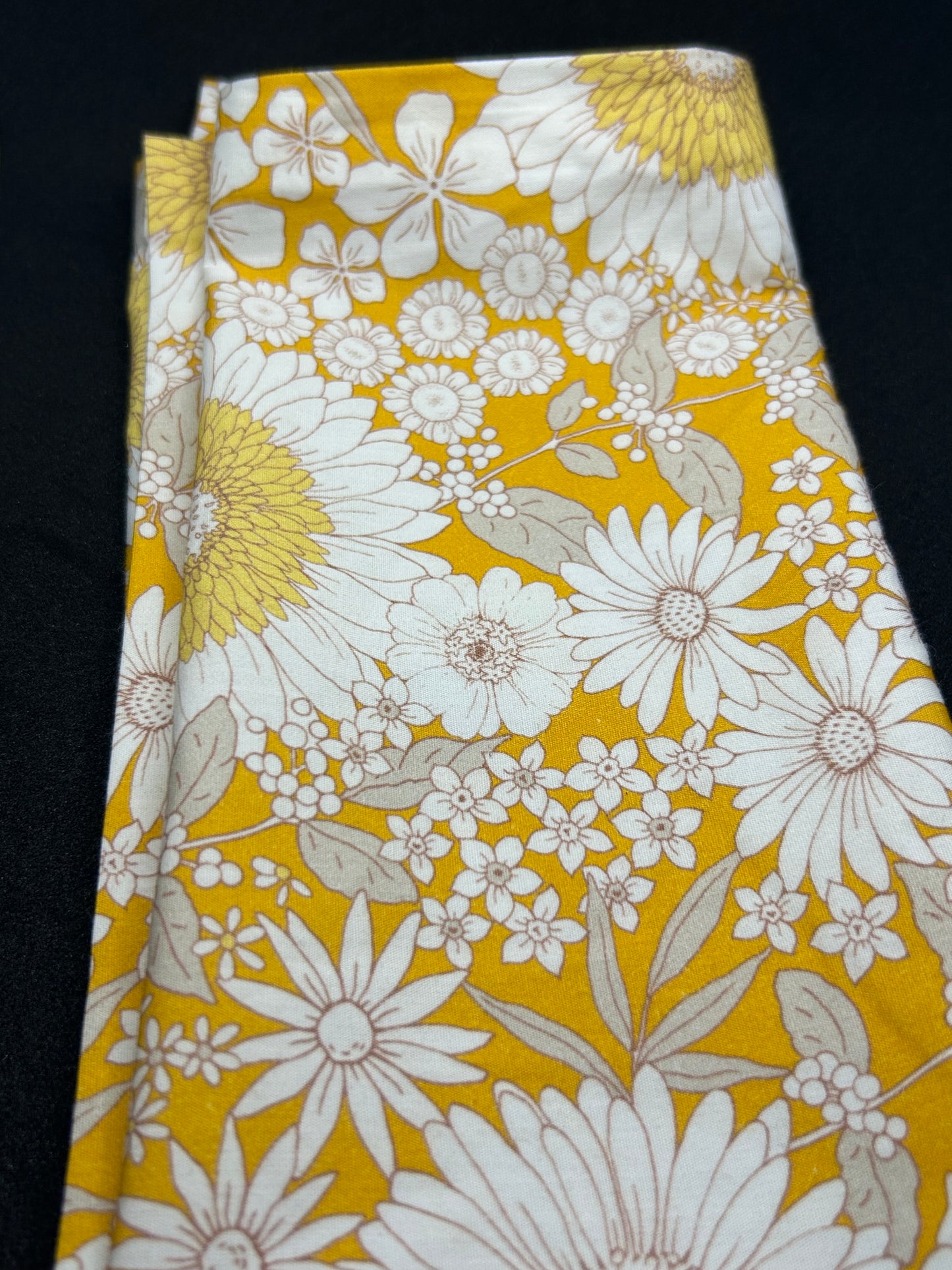 Reusable Gift Wrap - In the Flower Field - Sunflowers - Yellow/Mustard and White