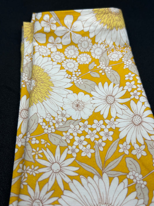 Reusable Gift Wrap - In the Flower Field - Sunflowers - Yellow/Mustard and White
