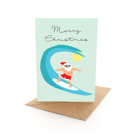 Christmas Card - Surfing Santa