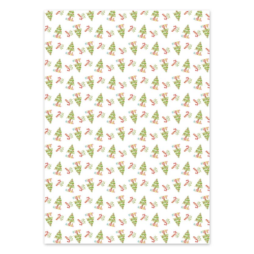 Christmas Trees & Candy Canes - Wrapping Paper Sheets