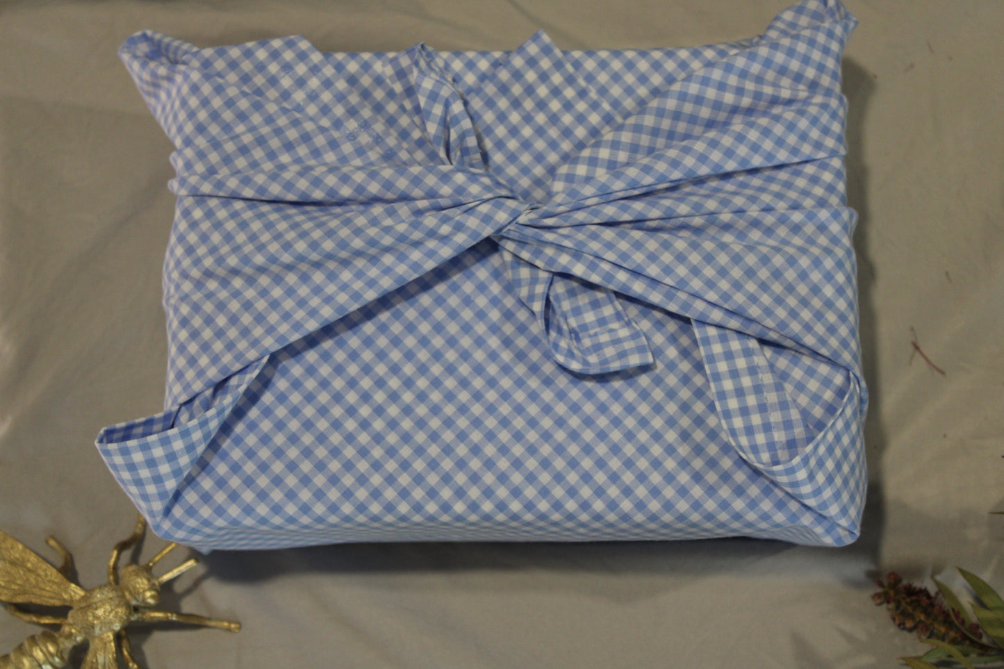 Reusable Gift Wrap - Gingham - Blue and White