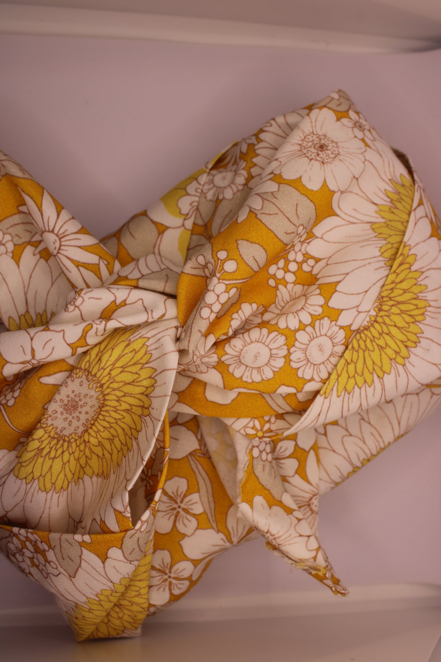 Reusable Gift Wrap - In the Flower Field - Sunflowers - Yellow/Mustard and White