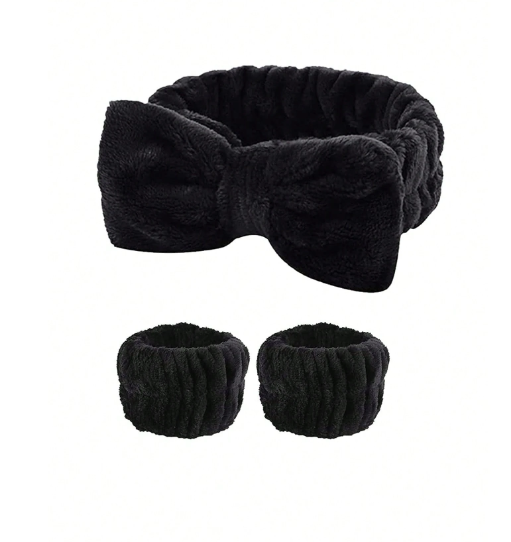 3-Piece Plush Spa Headband & Wristband Set