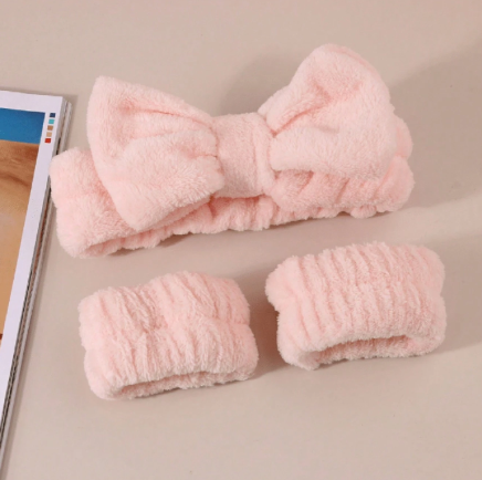 3-Piece Plush Spa Headband & Wristband Set