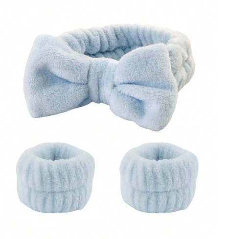 3-Piece Plush Spa Headband & Wristband Set