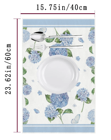 🦋 2-Piece Blue Floral & Butterfly Microfiber Dish Towel Set – Super Absorbent & Stylish