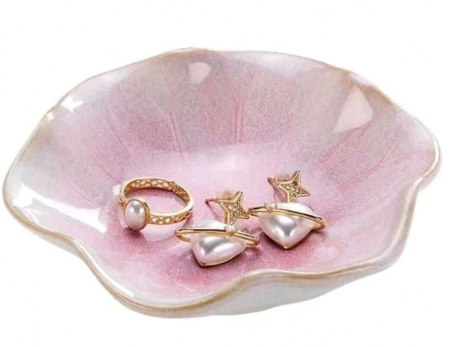 Elegant Ceramic Lotus Leaf or Petal Jewelry Trays