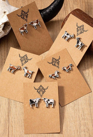 Western Cowgirl Cowhide Stud Earring – Choose Your Style