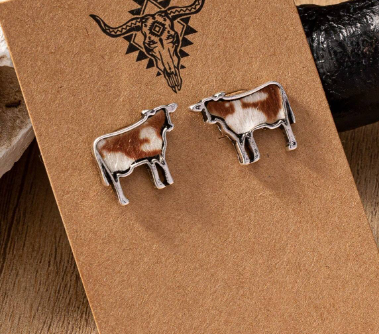 Western Cowgirl Cowhide Stud Earring – Choose Your Style