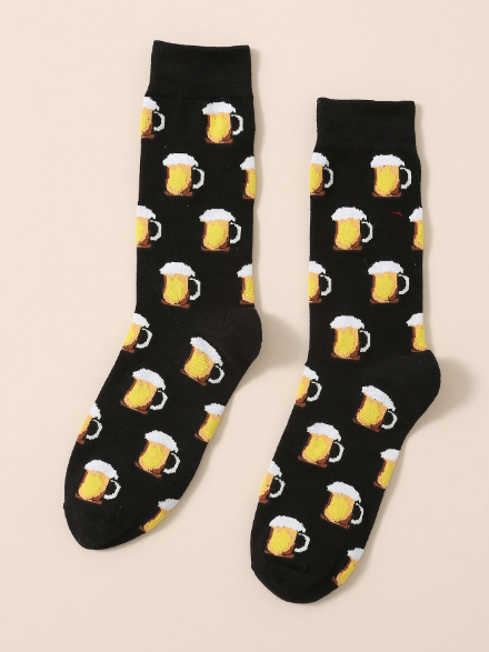 Men’s Beer Print Crew Socks