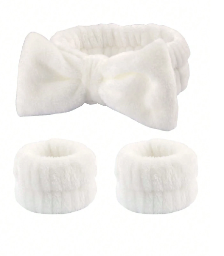 3-Piece Plush Spa Headband & Wristband Set