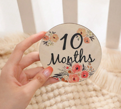 Set of 6 Monthly Wooden Milestone – Floral Baby Monthly Discs
