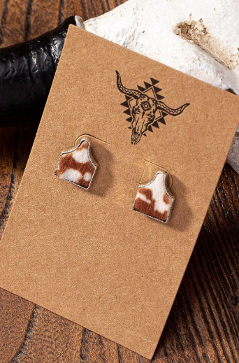 Western Cowgirl Cowhide Stud Earring – Choose Your Style