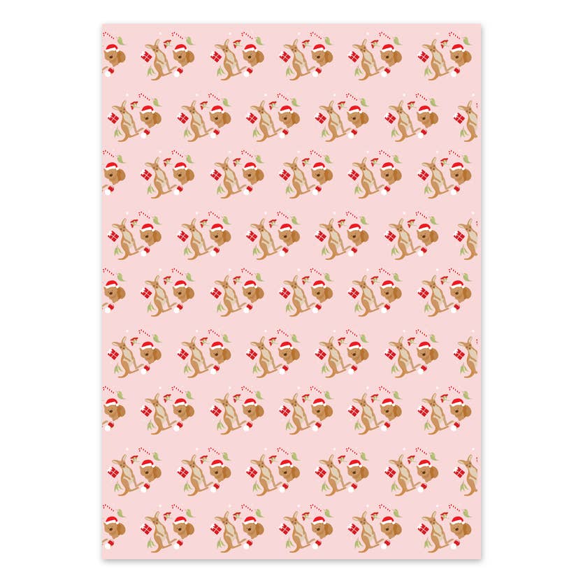 Christmas Kangaroos & Wombats - Wrapping Paper Sheets