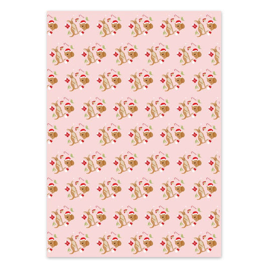 Christmas Kangaroos & Wombats - Wrapping Paper Sheets
