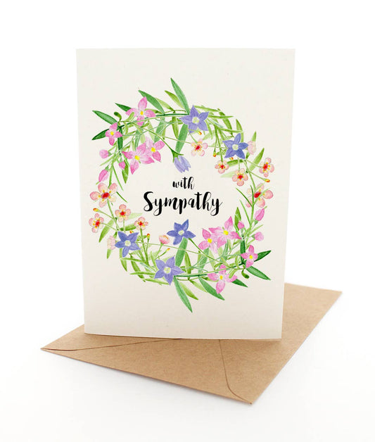 Wildflower Sympathy Wreath - Greeting Card