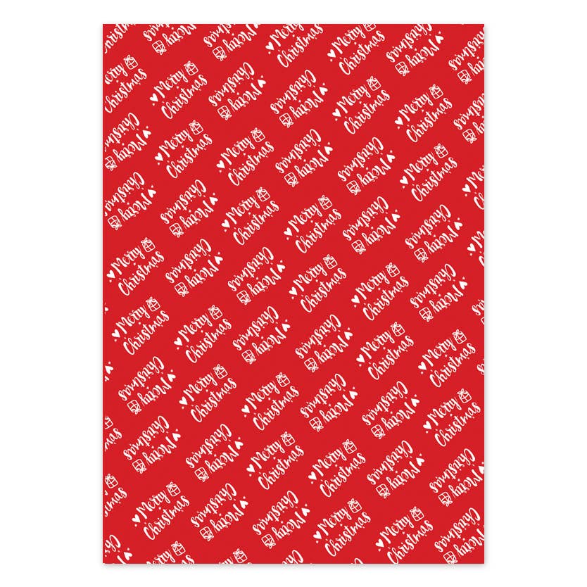 Red Merry Christmas - Wrapping Paper Sheets
