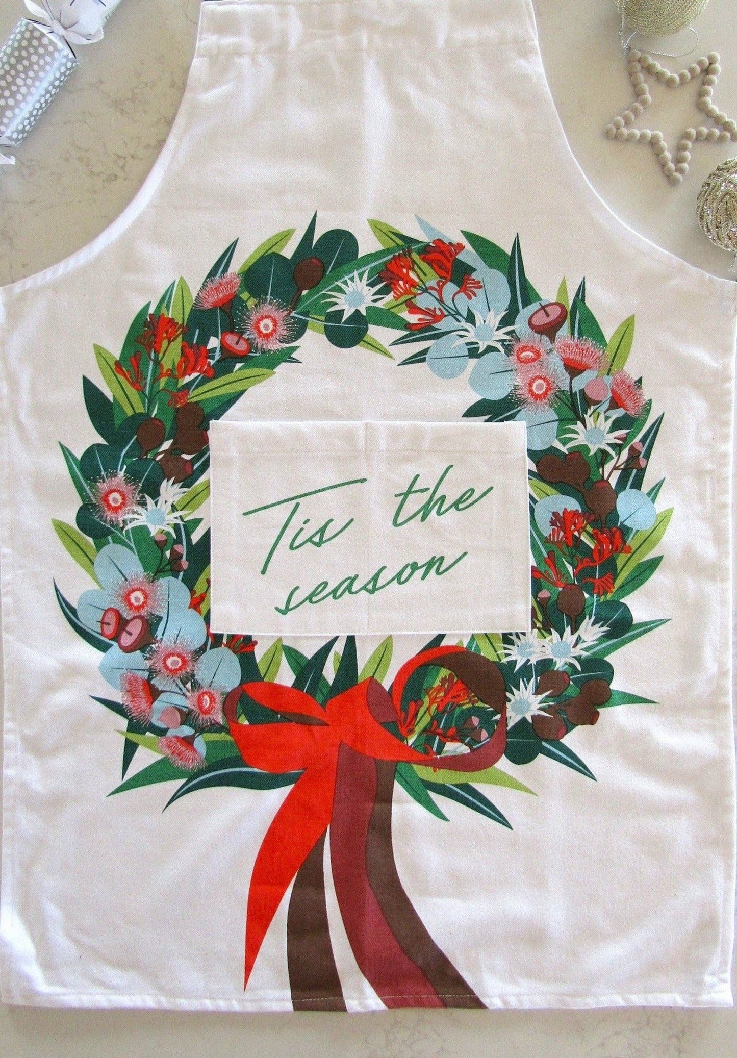 Apron (Heavy Drill) - Xmas Wreath