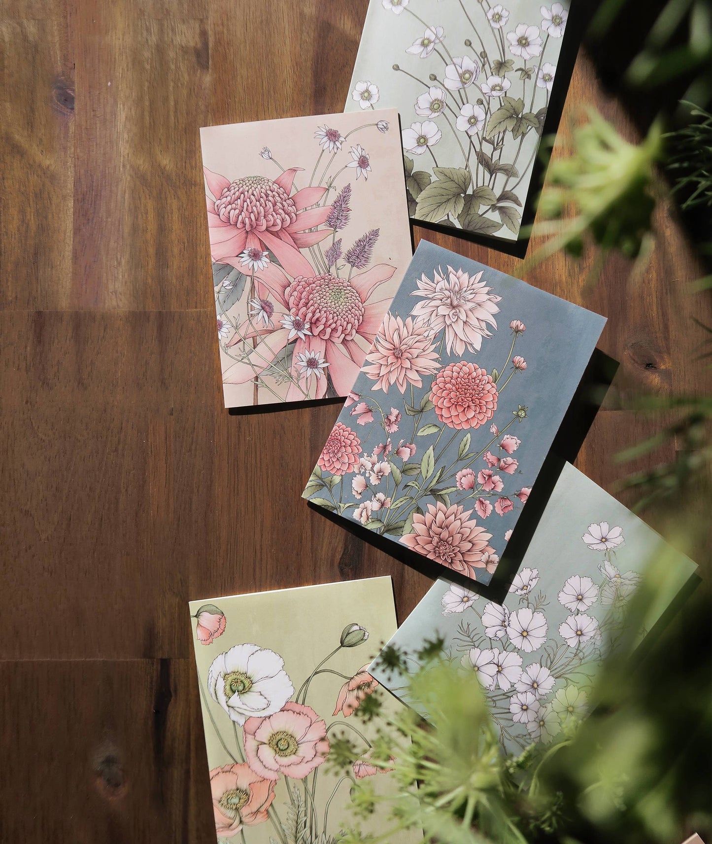 Poppies in Sage Portrait Card