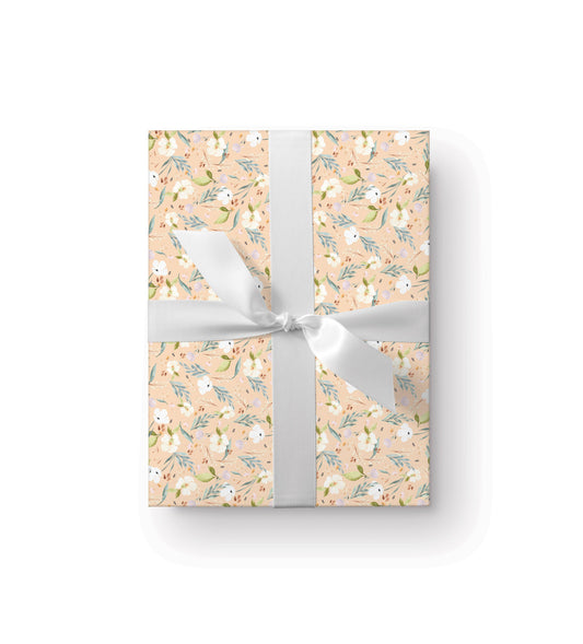 Peach Wildflowers Gift Wrap