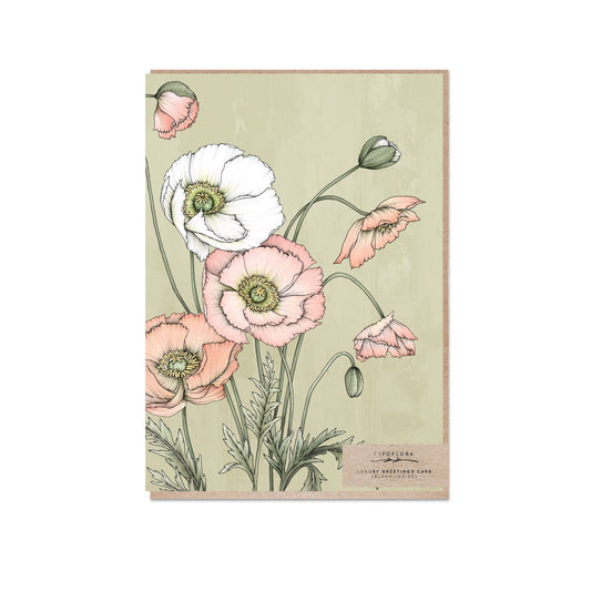 Poppies in Sage Portrait Card