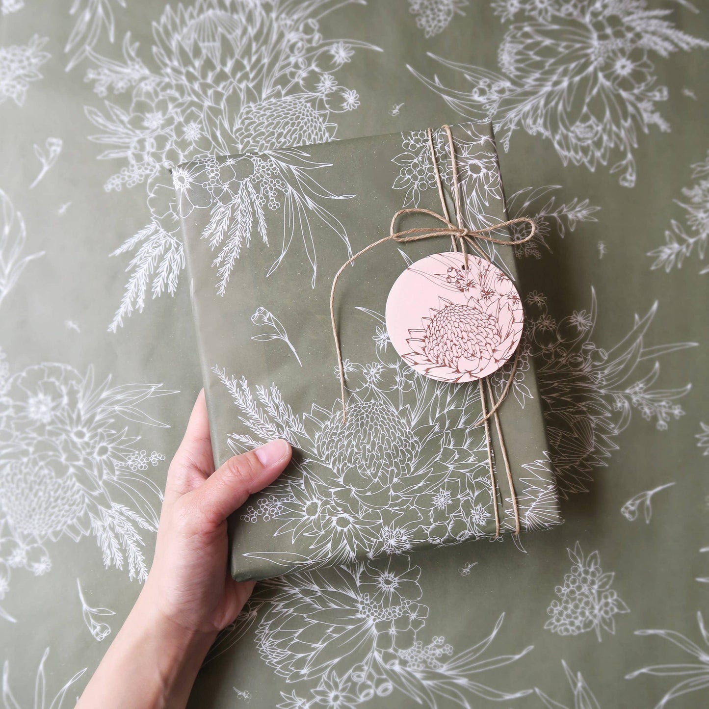 Tissue Paper - King Protea In Olive
