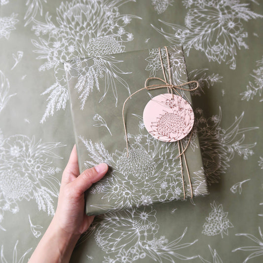 Tissue Paper - King Protea In Olive