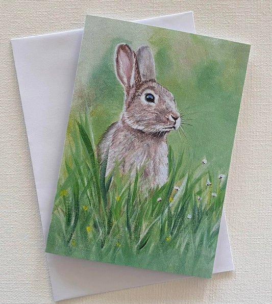 Spring Bunny in Meadow Card