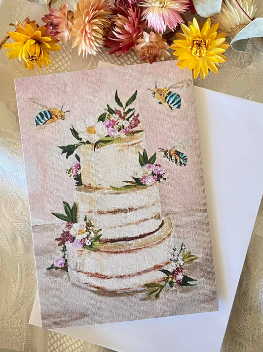 Floral Wedding Cake Card